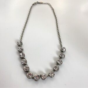 Cookie Lee Silver Tone Necklace 16” with Clear Rhinestone Gems